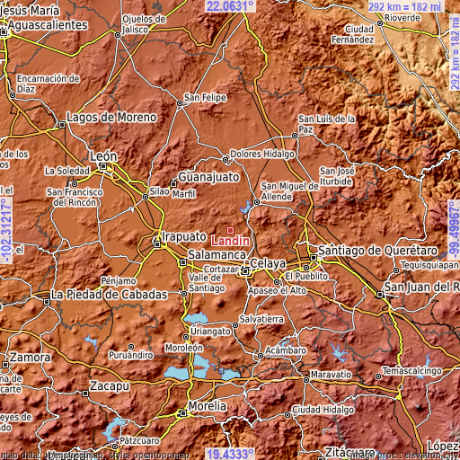 Topographic map of Landín