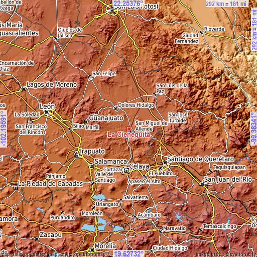 Topographic map of La Cieneguita