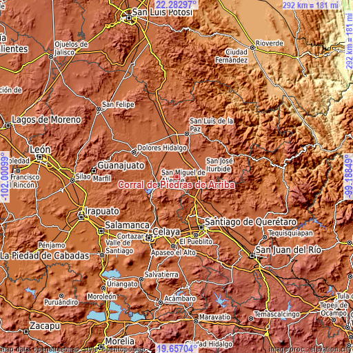 Topographic map of Corral de Piedras de Arriba