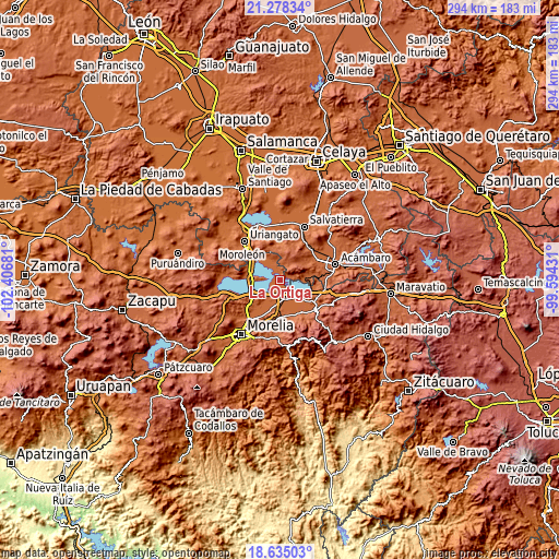 Topographic map of La Ortiga