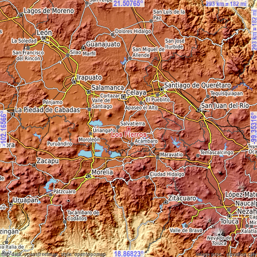 Topographic map of Los Fierros