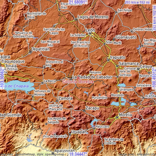 Topographic map of Colonia Morelos