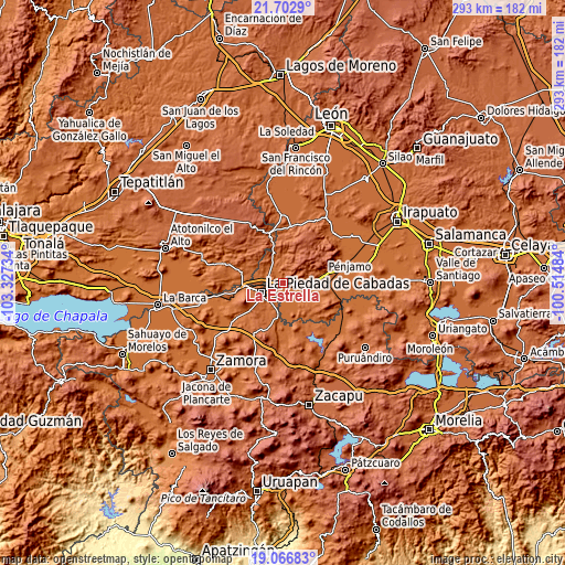 Topographic map of La Estrella