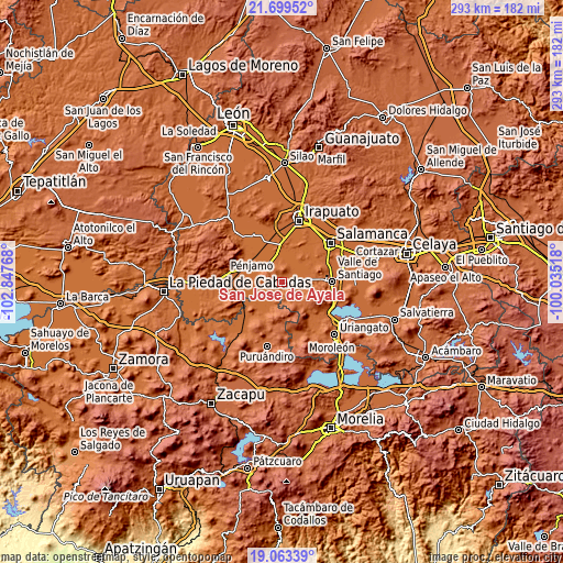 Topographic map of San José de Ayala