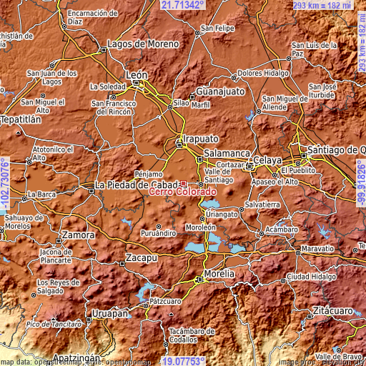 Topographic map of Cerro Colorado