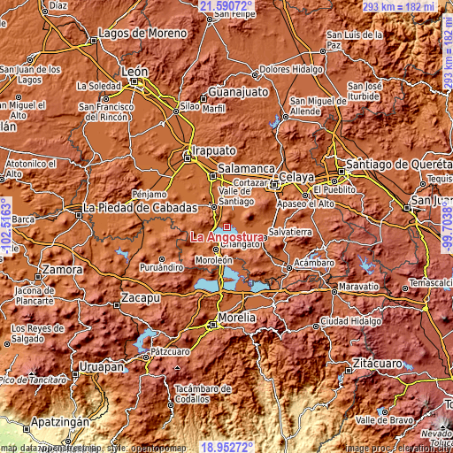 Topographic map of La Angostura