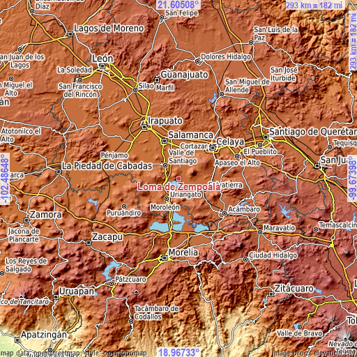 Topographic map of Loma de Zempoala