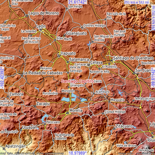 Topographic map of Santiago Capitiro