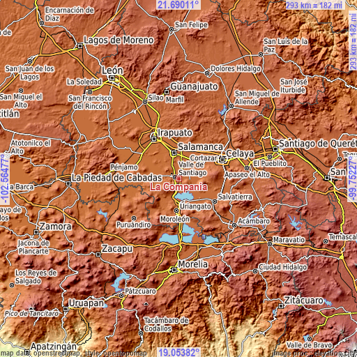 Topographic map of La Compañía