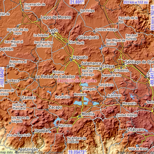 Topographic map of Zapotillo de Mogotes