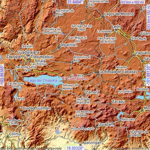 Topographic map of El Cuenqueño