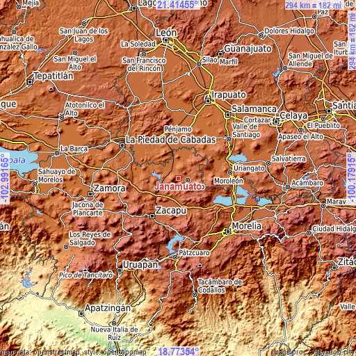 Topographic map of Janamuato