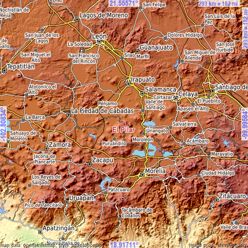 Topographic map of El Pilar