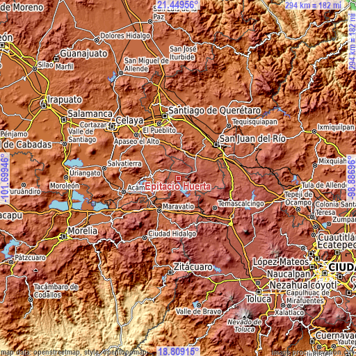 Topographic map of Epitacio Huerta