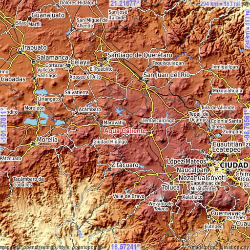 Topographic map of Agua Caliente