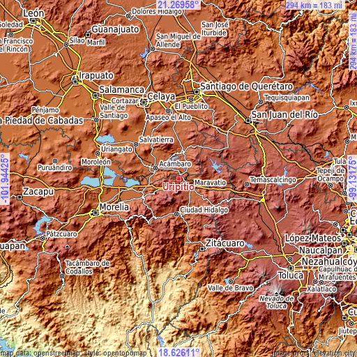 Topographic map of Uripitio