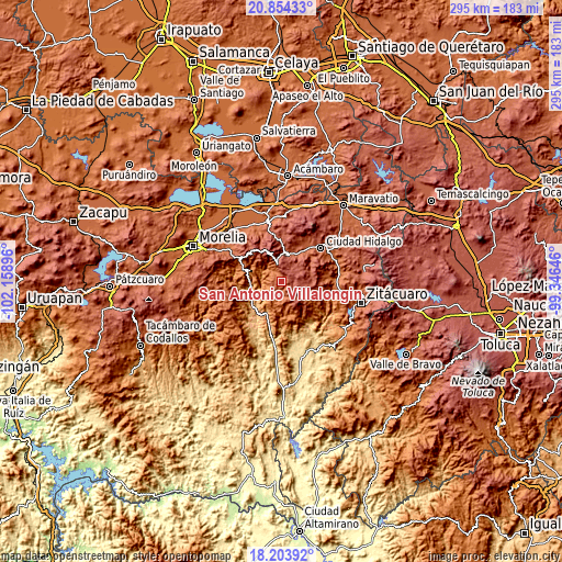 Topographic map of San Antonio Villalongín