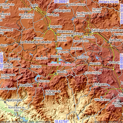 Topographic map of Mariano Escobedo