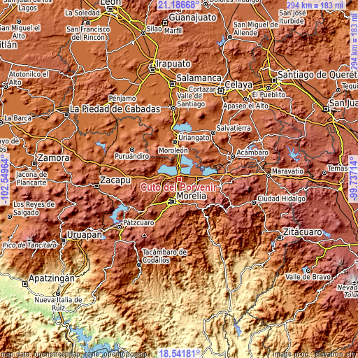 Topographic map of Cuto del Porvenir