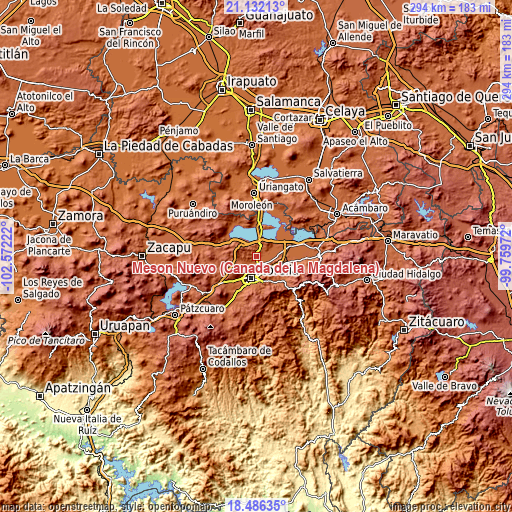 Topographic map of Mesón Nuevo (Cañada de la Magdalena)
