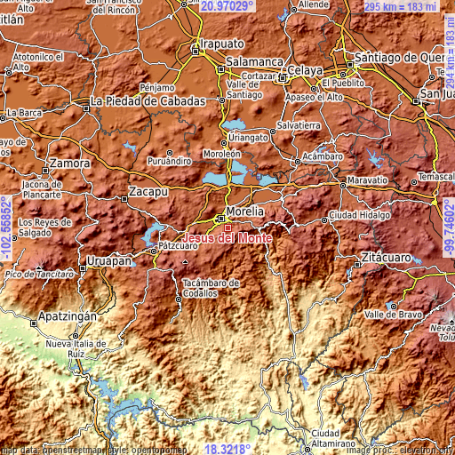 Topographic map of Jesús del Monte