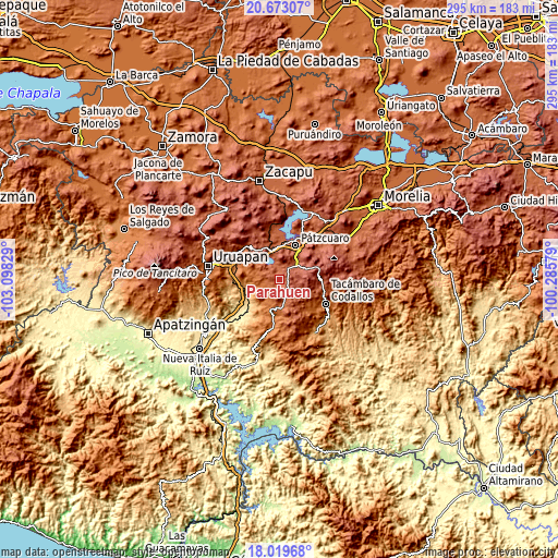 Topographic map of Parahuén