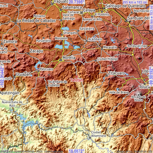 Topographic map of Tafetán