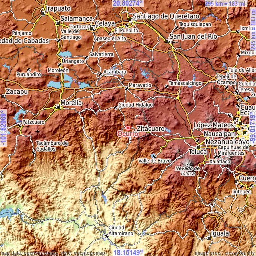 Topographic map of Ocurio