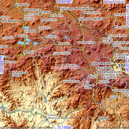 Topographic map of Donaciano Ojeda