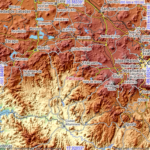 Topographic map of Parícuaro