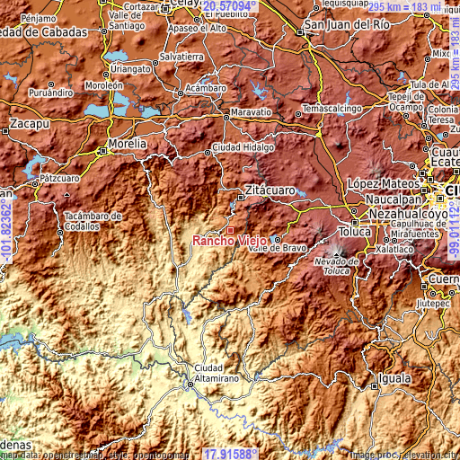 Topographic map of Rancho Viejo