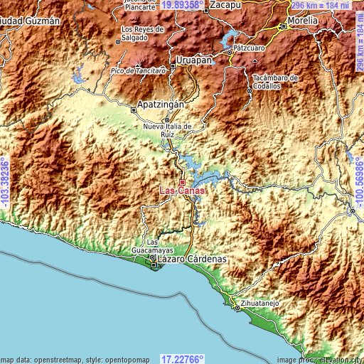 Topographic map of Las Cañas