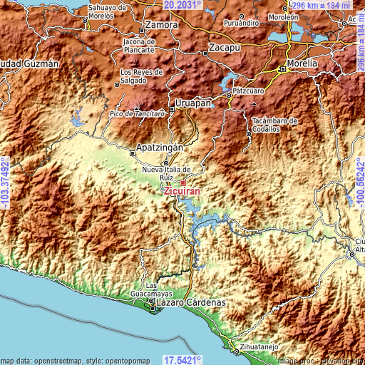 Topographic map of Zicuirán