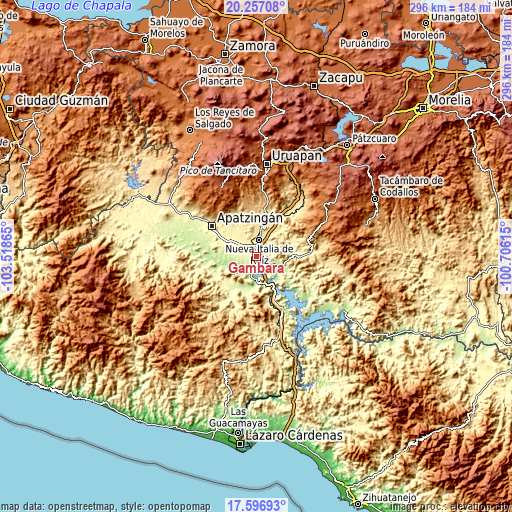 Topographic map of Gambara