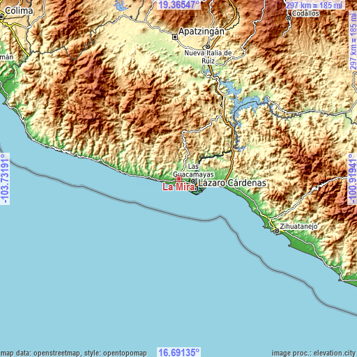 Topographic map of La Mira