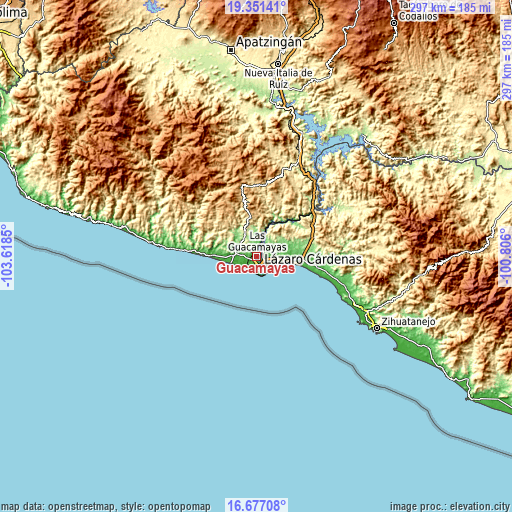 Topographic map of Guacamayas