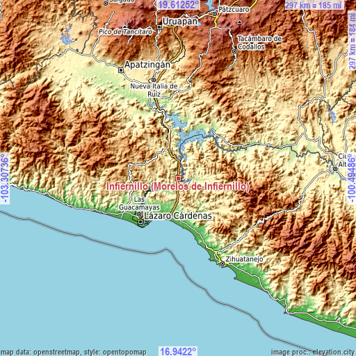 Topographic map of Infiernillo (Morelos de Infiernillo)