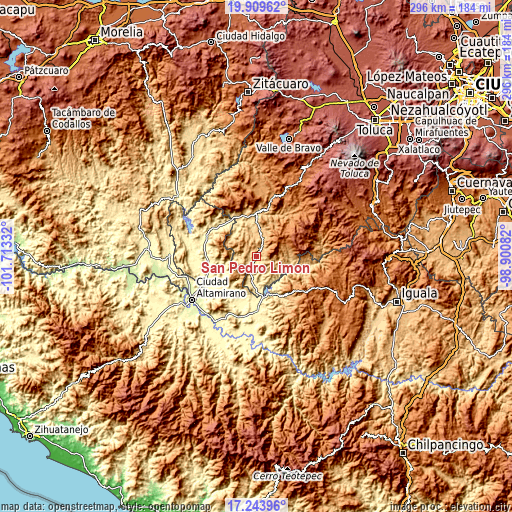 Topographic map of San Pedro Limón