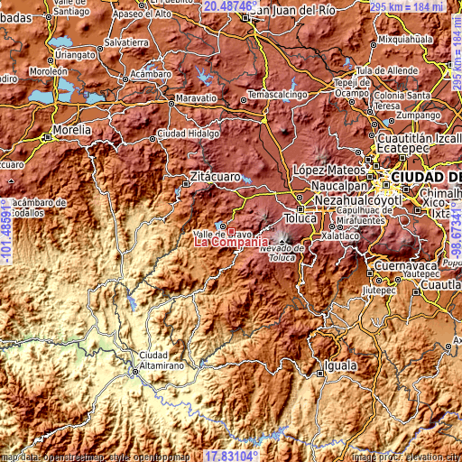 Topographic map of La Compañía