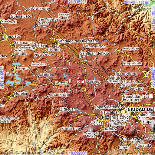 Topographic map of La Loma