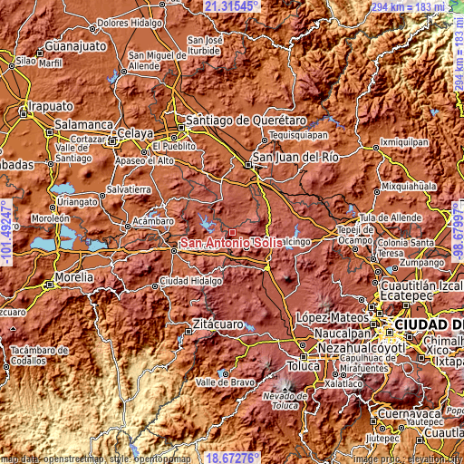 Topographic map of San Antonio Solís