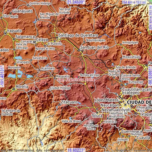 Topographic map of San Francisco Solis