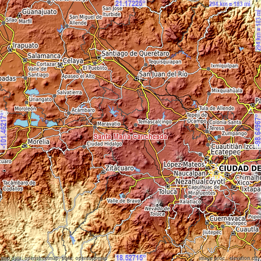 Topographic map of Santa María Canchesdá