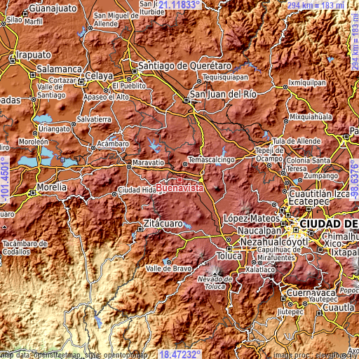 Topographic map of Buenavista