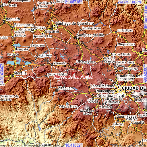 Topographic map of Rincón de los Pirules