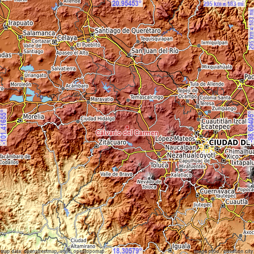 Topographic map of Calvario del Carmen