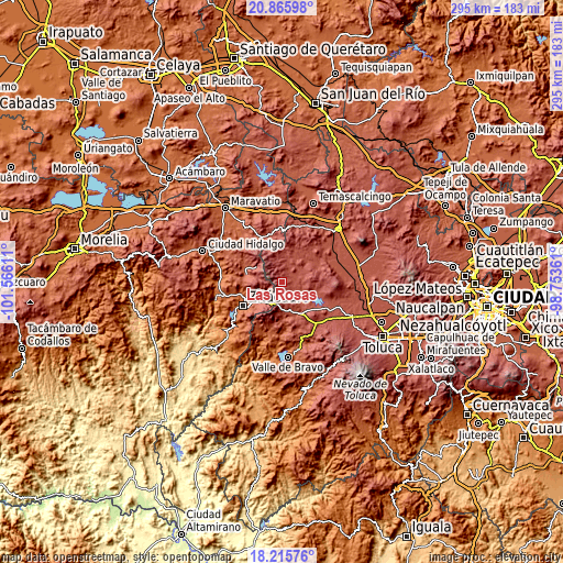 Topographic map of Las Rosas