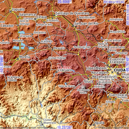 Topographic map of La Mesa