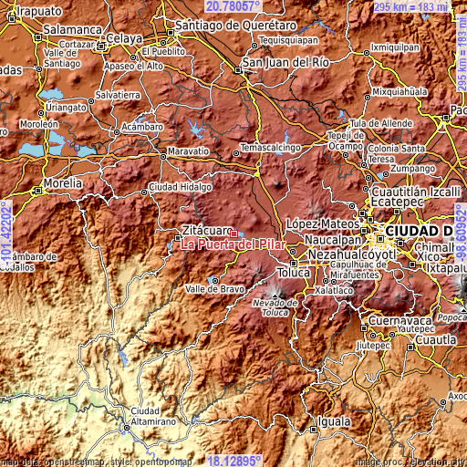 Topographic map of La Puerta del Pilar