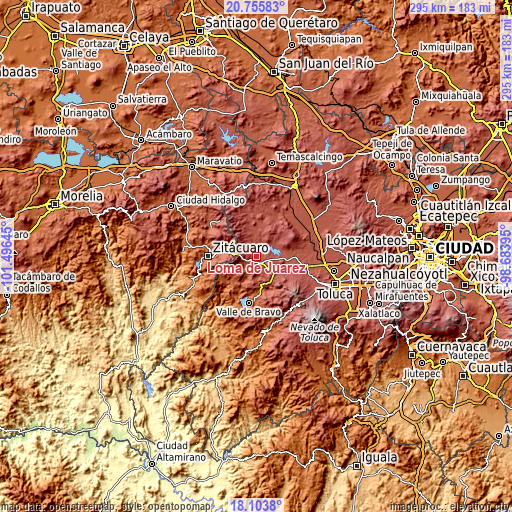 Topographic map of Loma de Juárez